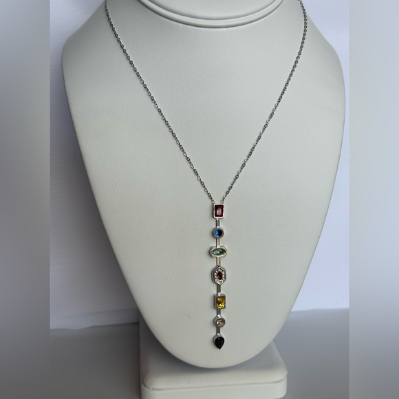 Jewelry - Elegant Multicolor Gemstone Y Long Necklace